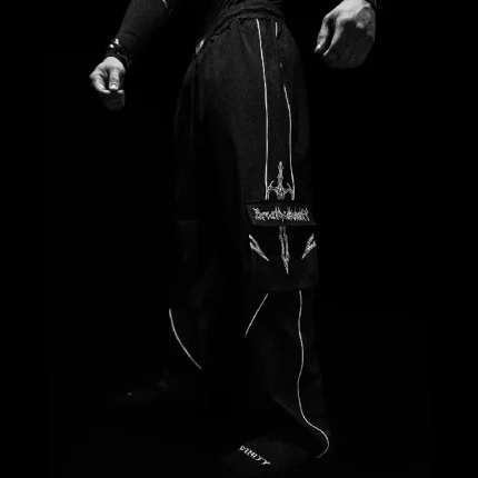 Breathedivinity Excalibur Uncuffed Cargo Trackpants [VOID BLACK] (7)
